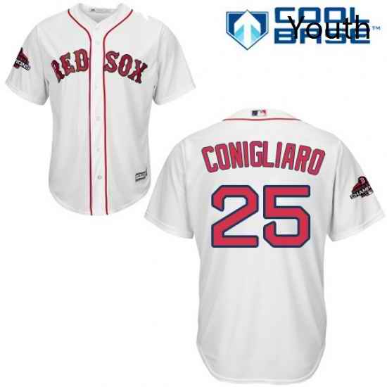 Youth Majestic Boston Red Sox 25 Tony Conigliaro Authentic White Home Cool Base 2018 World Series Champions MLB Jersey